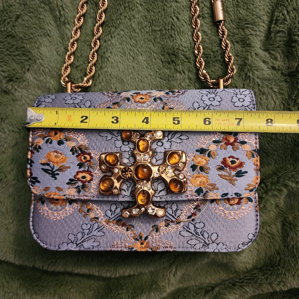 Tory Burch Eleanor Sea Frost Brocade shoulder bag crossbody blue